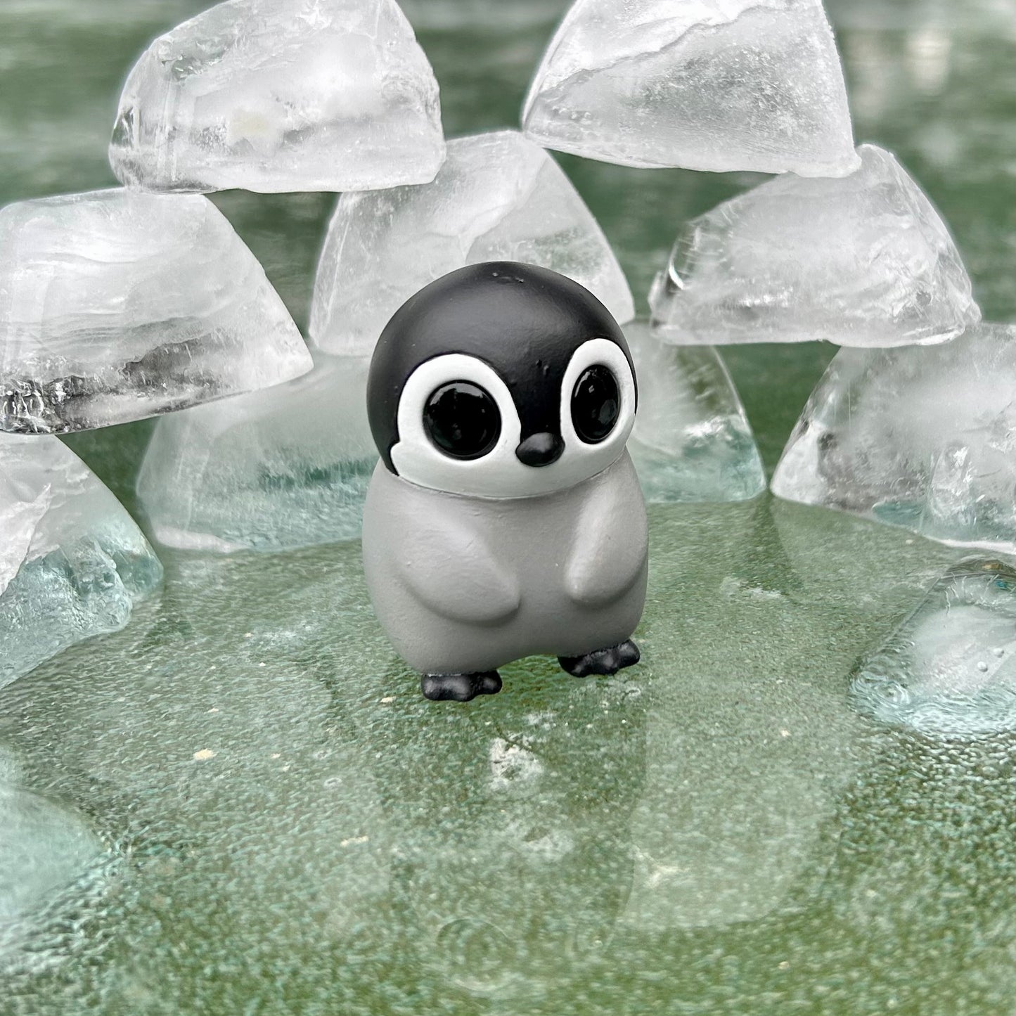 Georgr the penguin surrounded by ice